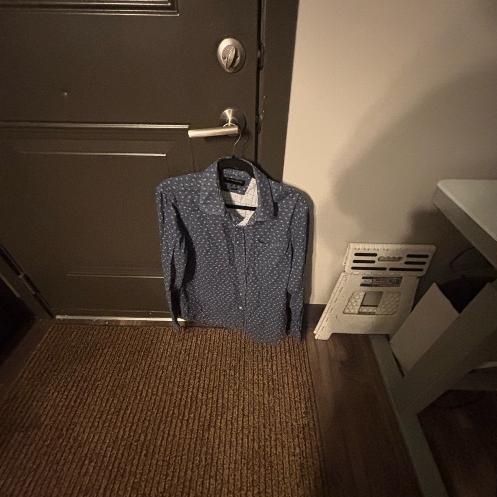 Blue Polka Dot Button-Up Shirt